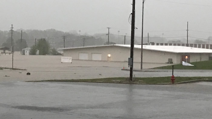 Flood damage to West Plains, Missouri.